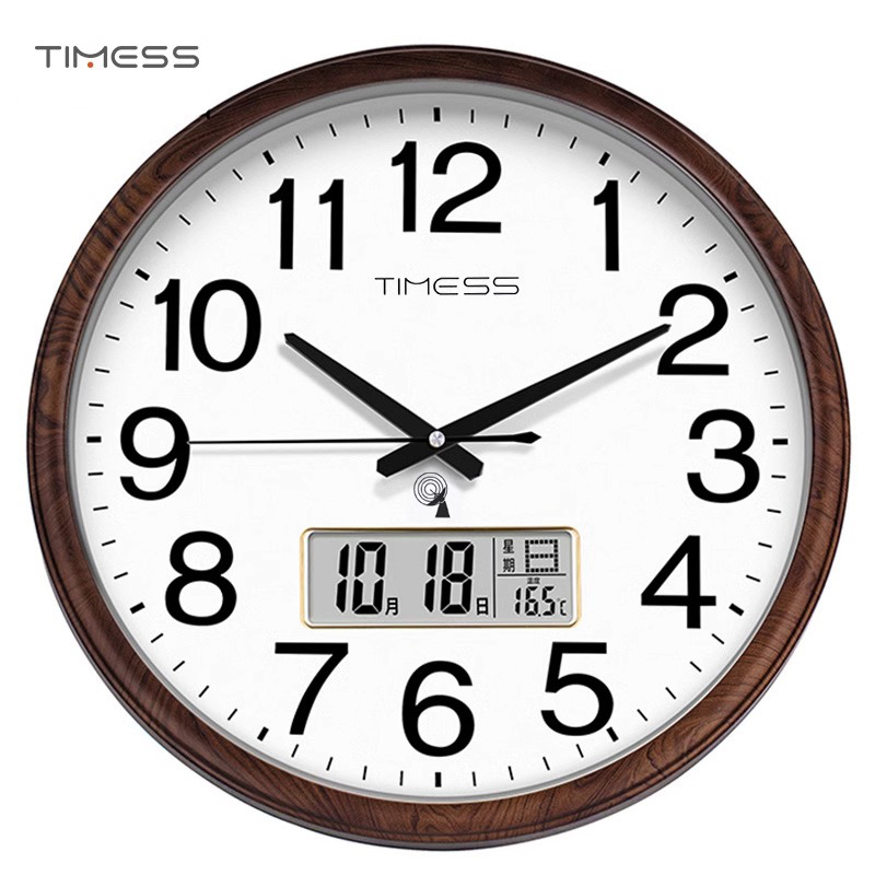 TIMESS钟表挂钟客厅钟挂墙日历家用时尚2024新款时钟石英电子
