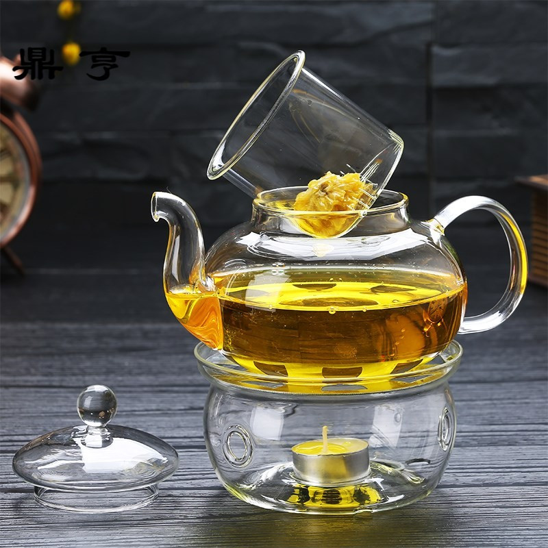 鼎亨创意花茶茶具套装玻璃蜡烛底座可加热玻璃水果花茶壶带过滤煮