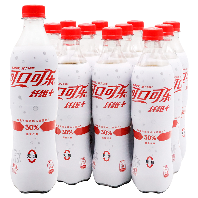 可乐可口可乐纤维无糖膳食纤维加碳酸饮料500ml*12瓶