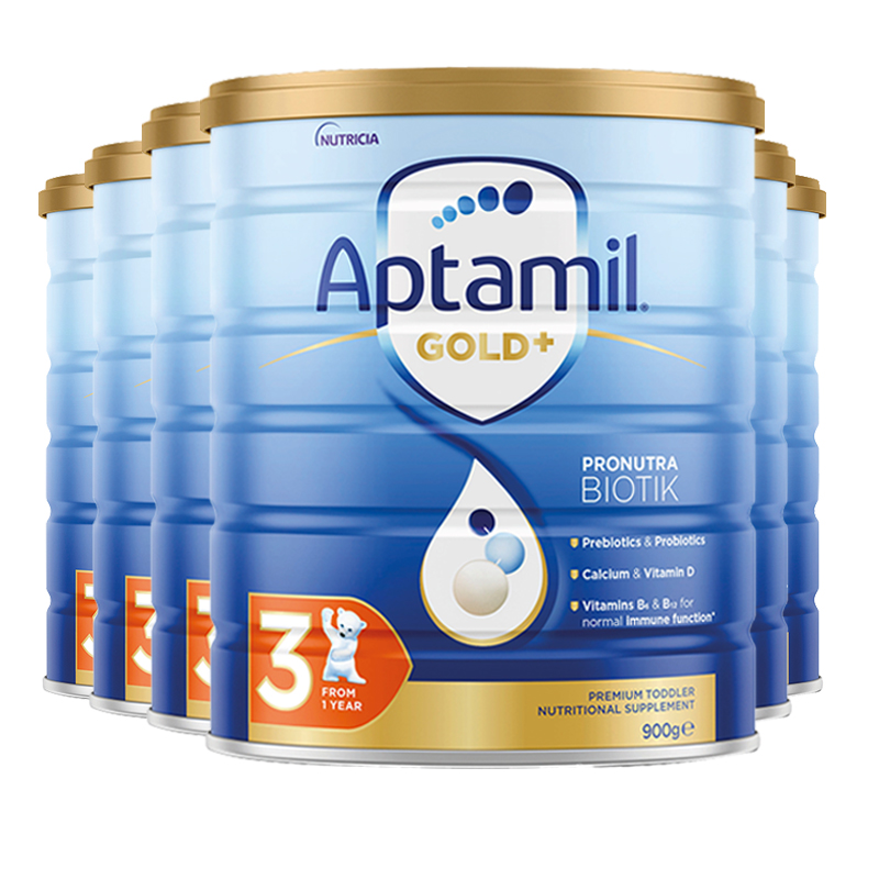 6罐装 | 海外Aptamil 澳洲爱他美金装 婴幼儿配方奶粉 3段(12-24月)900g/罐 新西兰原装进口