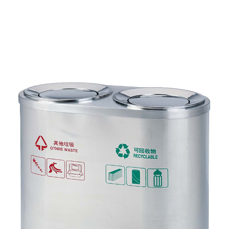 老房太太 820*420*760mm不锈钢摇盖双联垃圾桶 分类桶 A21/个高清大图