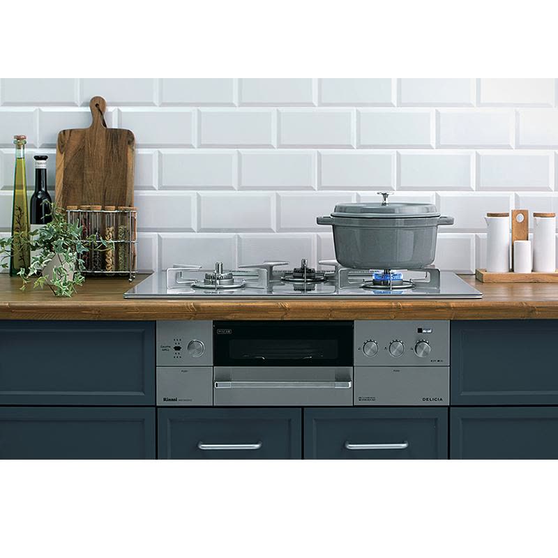 日本林内燃气灶DELICIA(按键)75嵌入式三眼灶煤气炉烤箱自动烤配烤盘天然气RHS71W30E14RCASTW图片