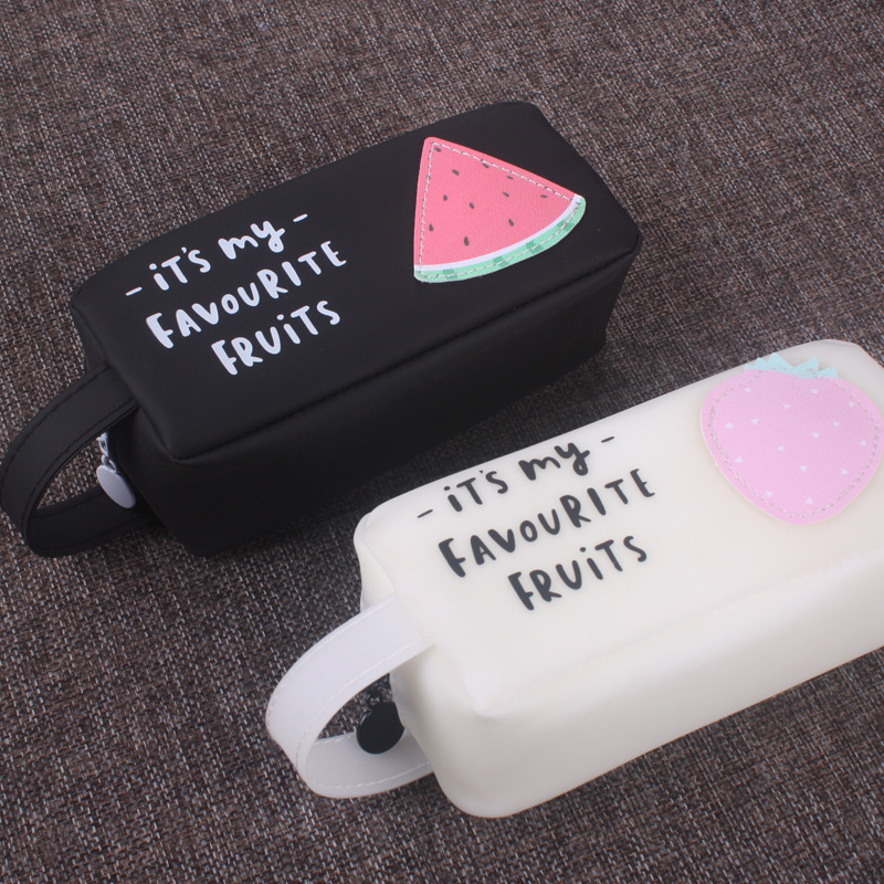 韩版创意学霸铅笔袋简约男女初中学生大容量小清新水果可爱文具盒