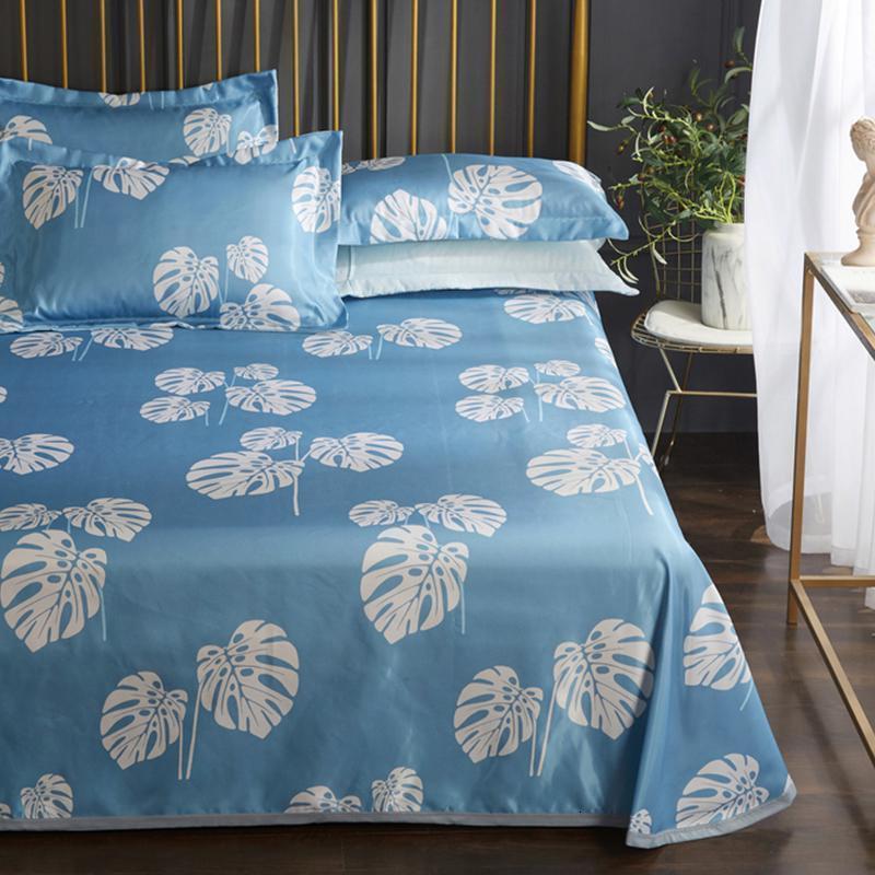 家柏饰(CORATED)冰丝凉席三件套1.8m床单人1.5米可水洗折叠席子夏季1.2学生宿舍 冰丝凉席-夏夜飘絮 2.0m（6.6英尺）床