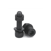ZDET 8.8级黑色六角头螺栓12*30 配平垫弹簧垫螺母10套/包