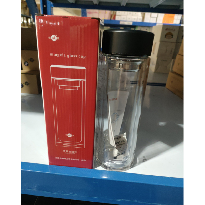 明霞 双层玻璃水杯450ml高清大图