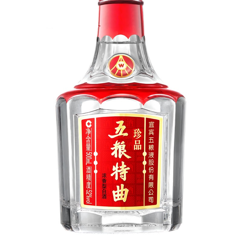 五粮液 总厂出品 五粮特曲 珍品 52度 浓香型白酒 500ml 单瓶装