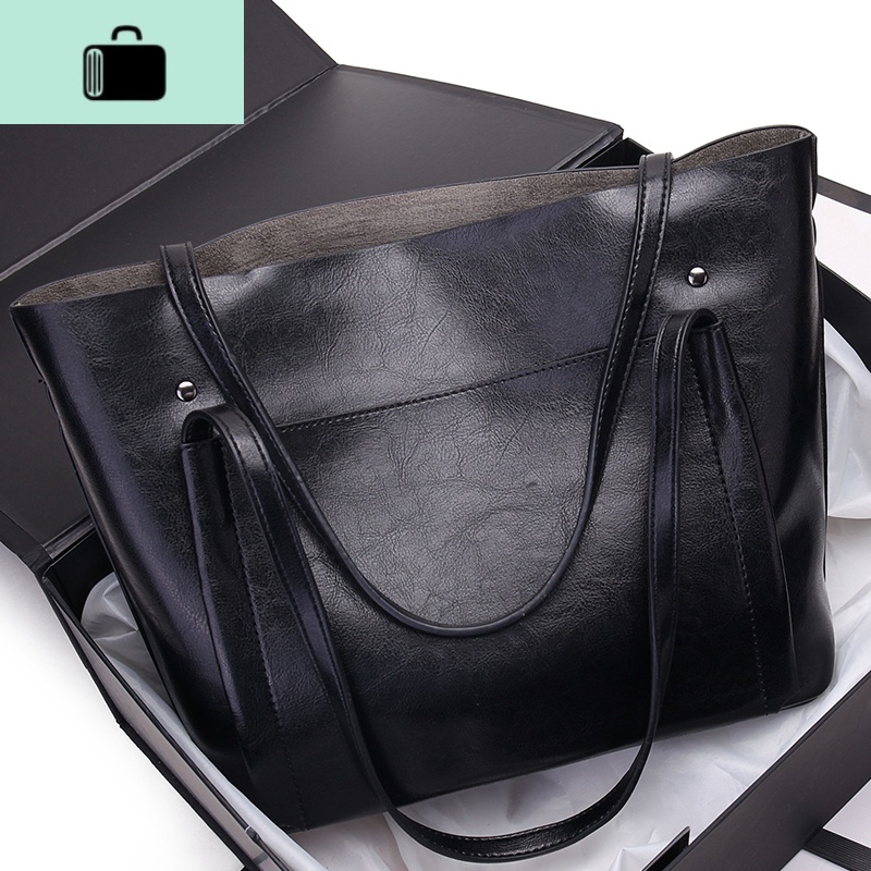 牛皮单肩大包包女2020新款韩版大容量托特包手提斜挎女士真皮包包NEWLAKE高清大图