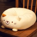汐岩懒人榻榻米垫子坐垫靠背日式家用地上阳台飘窗垫加厚圆形 白色猫咪38cm
