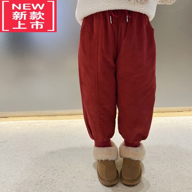 可莉允女童灯芯绒裤2022冬季新款儿加厚保暖长裤宝宝束脚休闲裤保暖裤图片