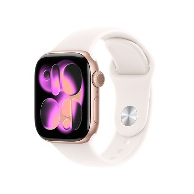 【智能手表】Apple Watch S11 42mm GPS 深空灰色铝金属表壳 星光色橡胶运动型表带M/L