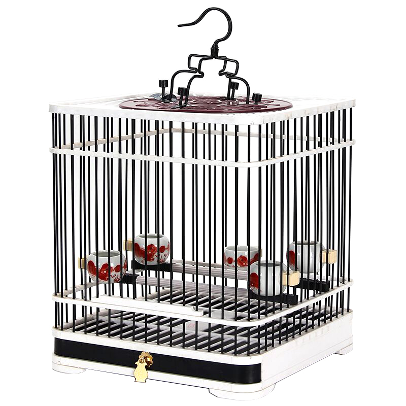 新款塑钢贝子笼绣眼笼颠颏笼玉鸟笼雀笼鸟笼配件洗澡笼弹簧抽屉高清大图