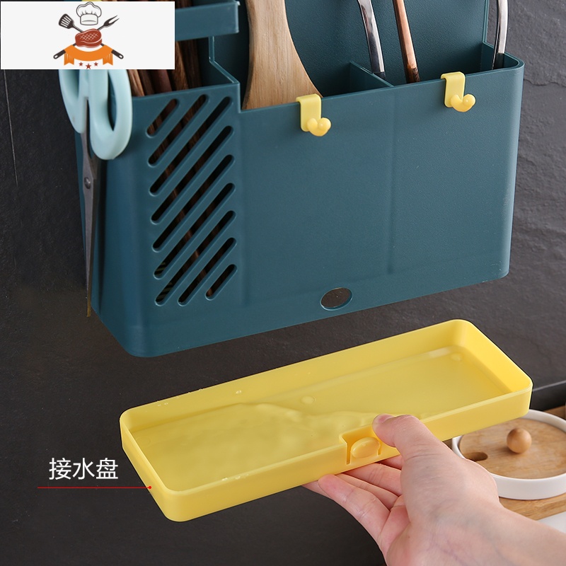 还不晚壁挂筷子收纳盒沥水筷子笼家用厨房免打孔餐具置物架快笼子 敬平 灰色餐具架高清大图
