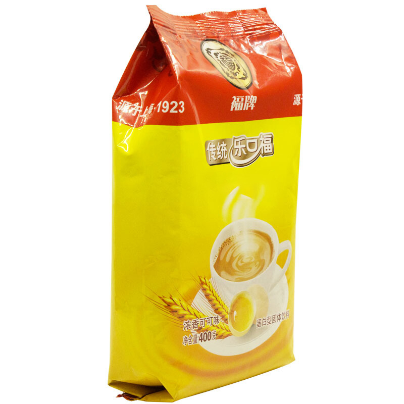 福牌乐口福上海传统麦乳精浓香可可味蛋白型固体饮料袋装400g