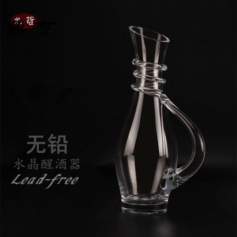 鼎亨新款玻璃红酒醒酒器 家用快速醒酒套装带把壶果汁瓶 个性酒壶