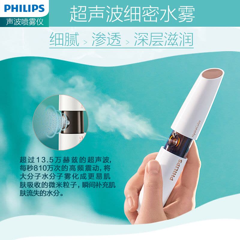 飞利浦（Philips）喷雾仪 醒肤补水仪 超声纳米保湿喷雾美容仪充电式迷你便携蒸脸仪器保湿补水 BSC601/05白色图片