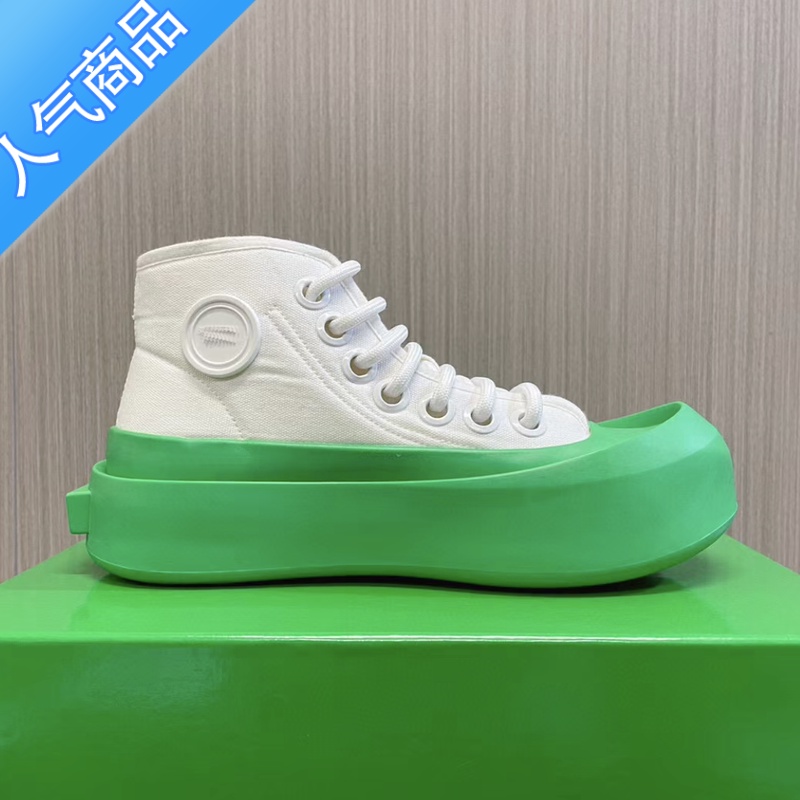 SUNTEK2023新款大头米奇鞋休闲BA.BV帆布鞋厚底高帮鞋男女情侣夏小白鞋 绿色+白面 41