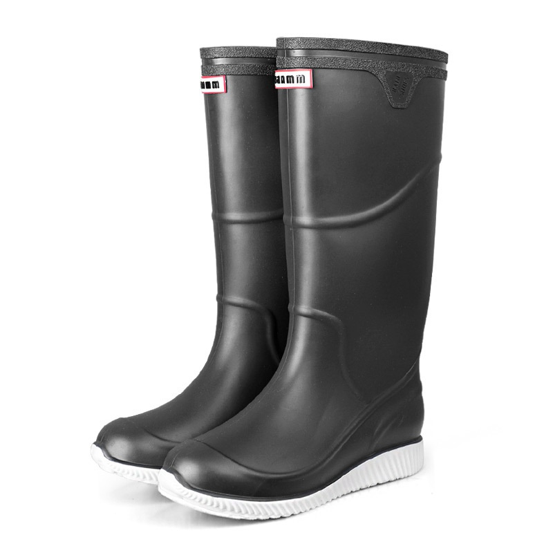 纯黑色39冬季高筒雨鞋男内胆加绒加厚雨靴长筒防水防滑保暖耐磨男士水
