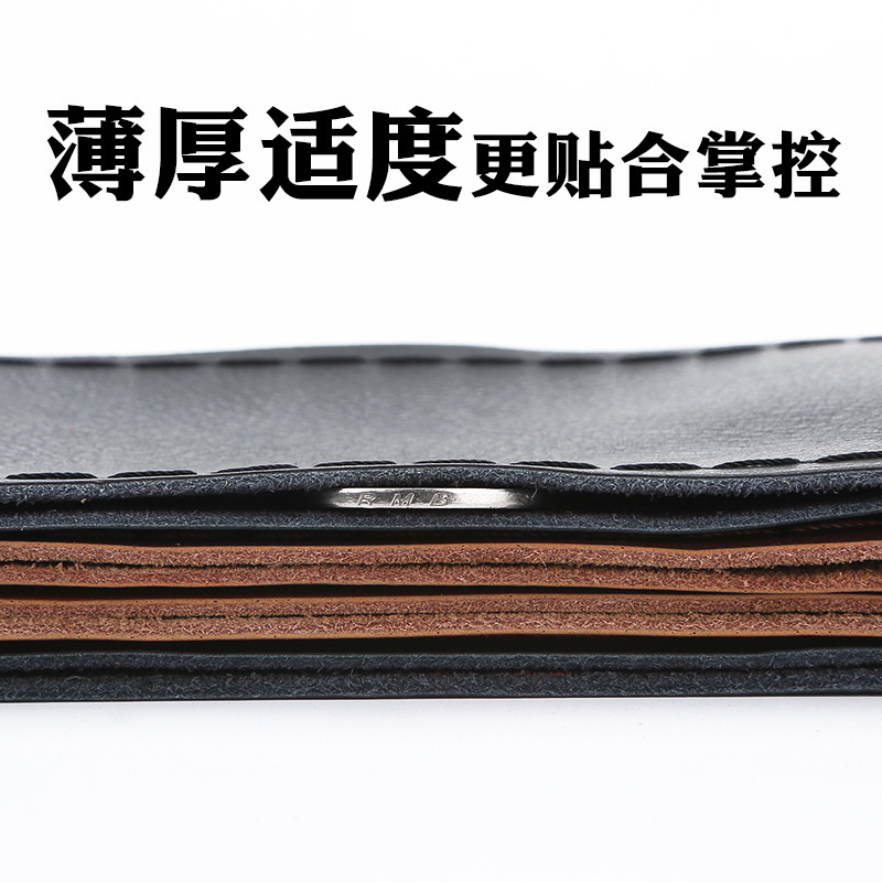 YJXan真皮手缝方向盘套四季通用汽车把套 面包车全孔透气打孔方向盘套捷达桑塔纳朗逸卡罗拉五菱宏光S黑红色
