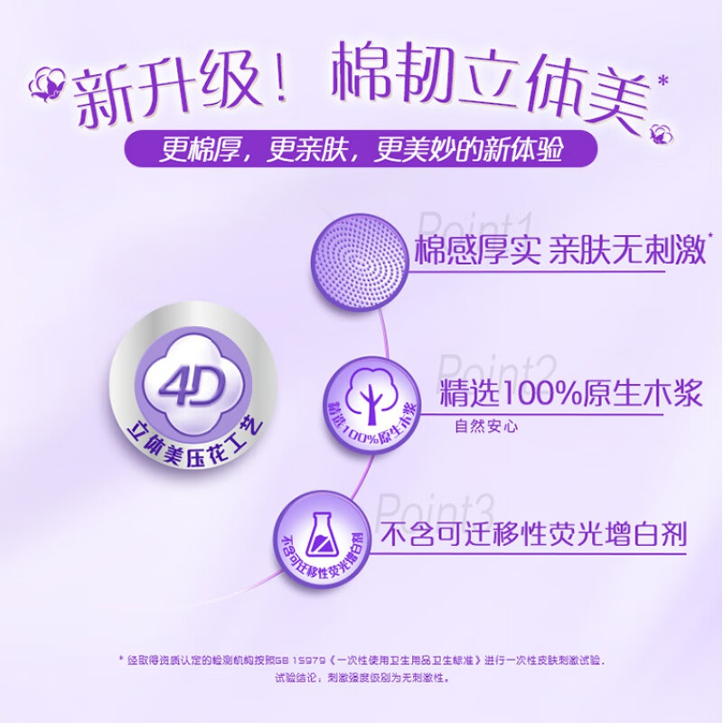 维达 卷纸1440节 4层压花 棉韧立体美有芯卷筒纸 12卷*2提(新老包装随机发货)高清大图