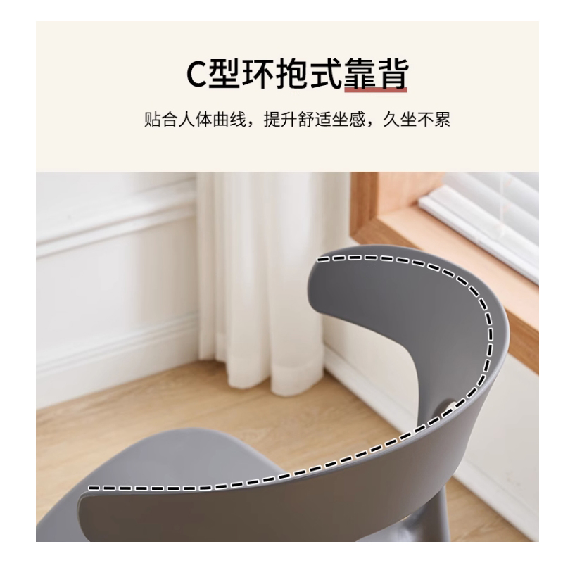 东业家具 餐椅ZX-C019塑料椅子 420*500*820 把高清大图