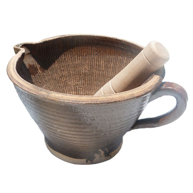 16厘米粗纹单擂钵粗陶擂钵研磨器家用捣压蒜石臼子擂辣椒擂皮蛋擂米糊