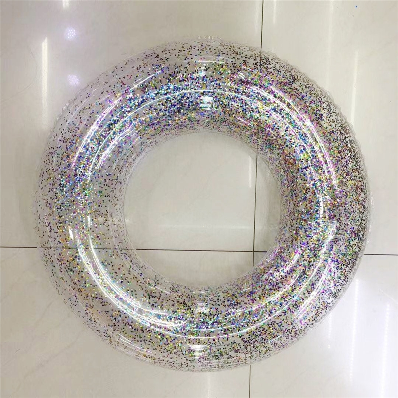 游泳圈闪电客成人加厚透明亮片泳圈充气腰圈儿童水上游泳圈腋下圈救生