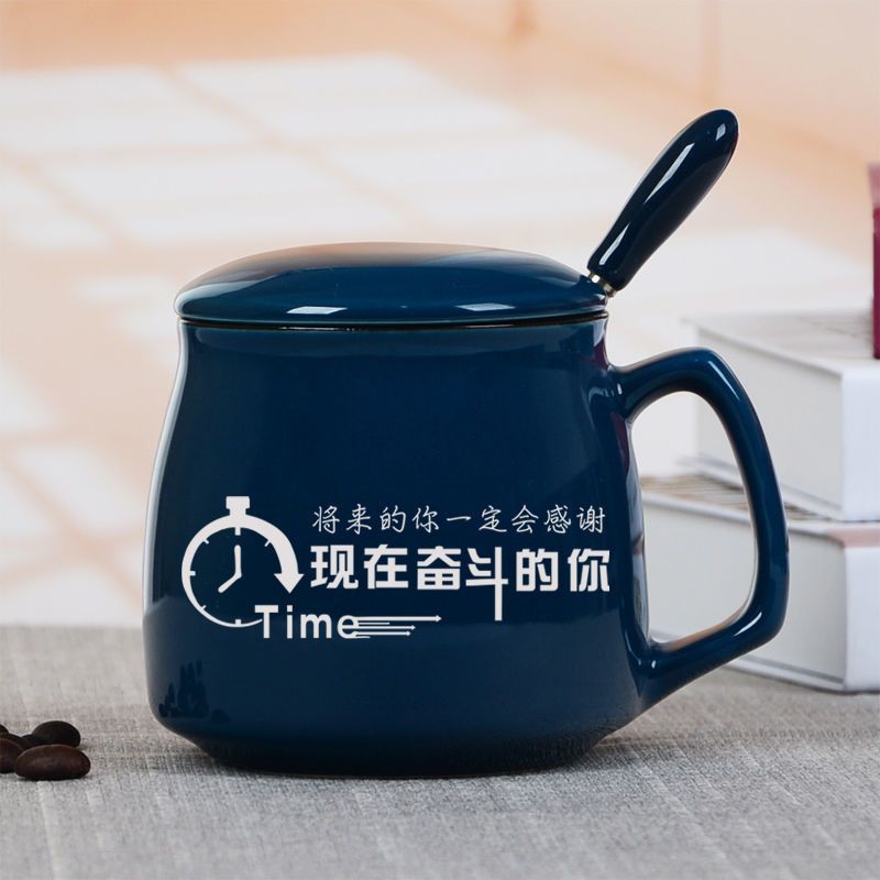 多啦A梦陶瓷水杯马克杯带盖勺创意卡通可爱叮当猫史努比杯子雕刻 红色叮当猫雕刻 单杯特价(无盖勺泡沫简装)