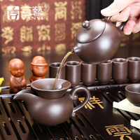 言艺(yanyi) 紫砂功夫茶具套装 实木茶盘 快速壶 圣龙西施配柯木祥云