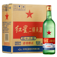 【可开发票 保证正品】红星大二锅头白酒 56度 750ml*6瓶 清香型 整箱装（新老包装随机发货）