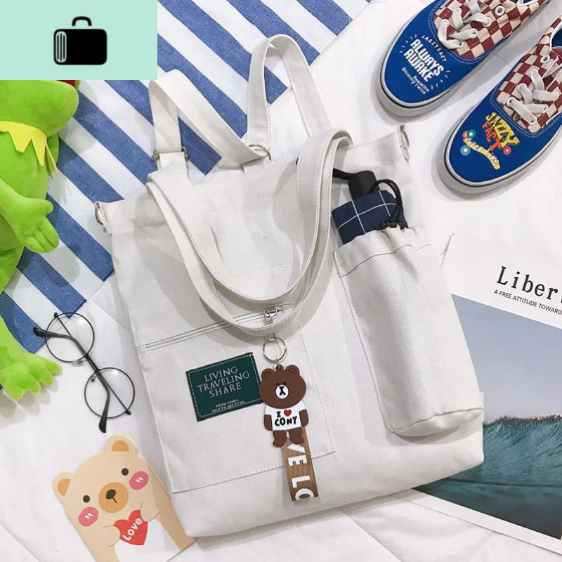 学生手提包女女帆布校园潮流帆布布袋子小清新可爱的书包袋上学用new