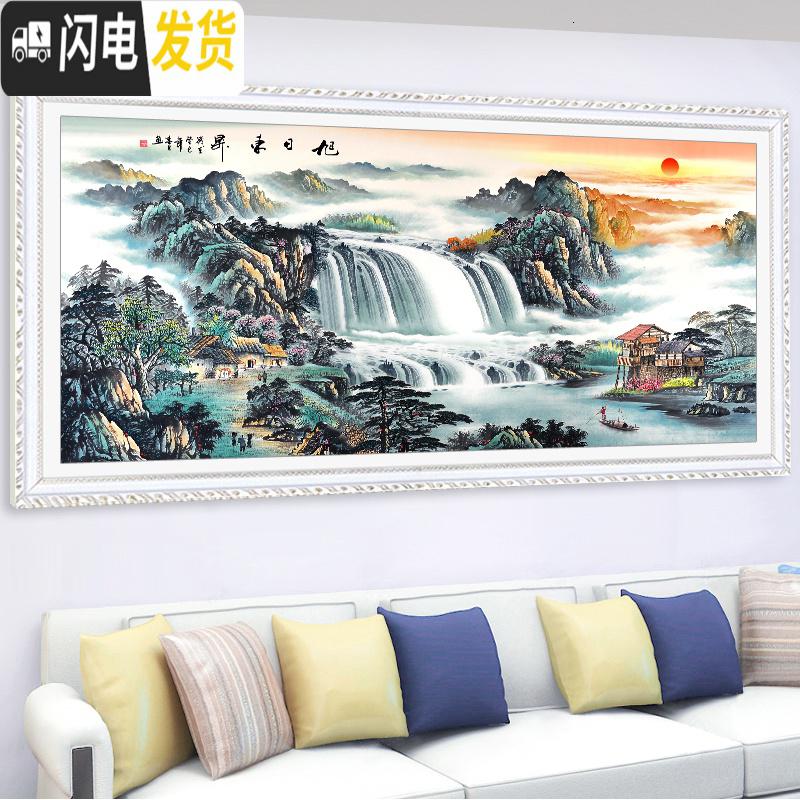三维工匠旭日东升钻石画2019新款风景山水画满钻十字绣钻石 [满钻版]含炫彩AB钻150×70厘米[钻量多30-送9钻高清大图