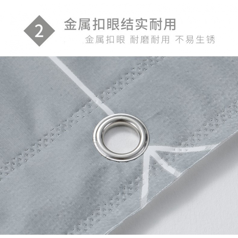 浴室免打孔浴帘套装防水浴帘布卫生间隔断保暖挂帘帘子窗帘 三维工匠