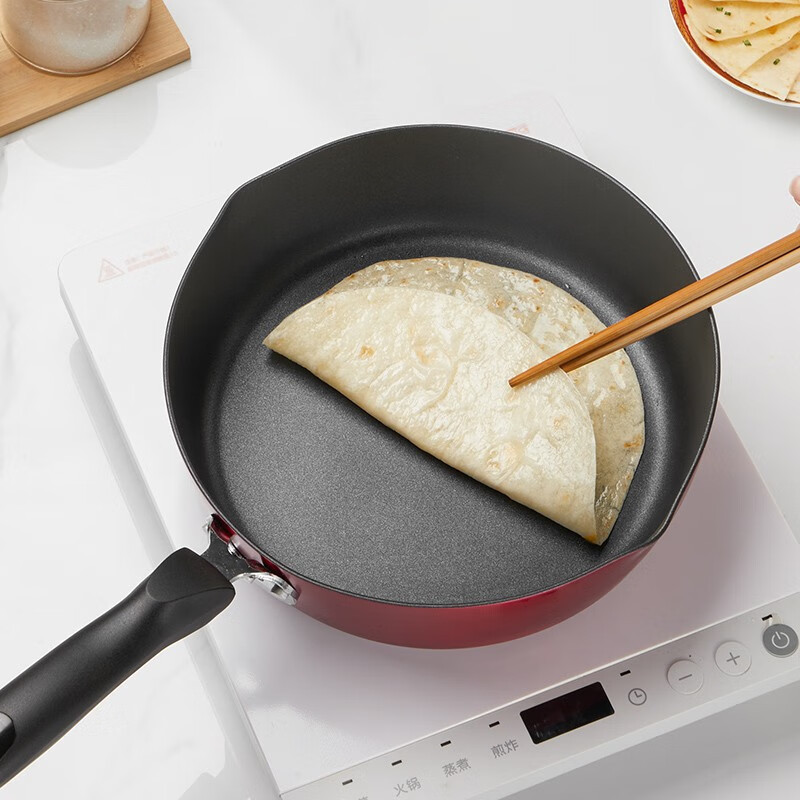 炊大皇 平底锅煎锅不粘锅加深加高炒菜锅煤气电磁炉通用牛排锅 红火深煎锅(带盖)28cm JG28HH-1!高清大图