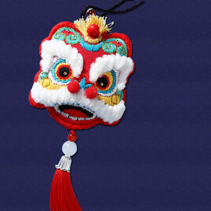 家柏饰corated刺绣平安福diy手工醒狮材料包自绣平安挂件送男友香囊