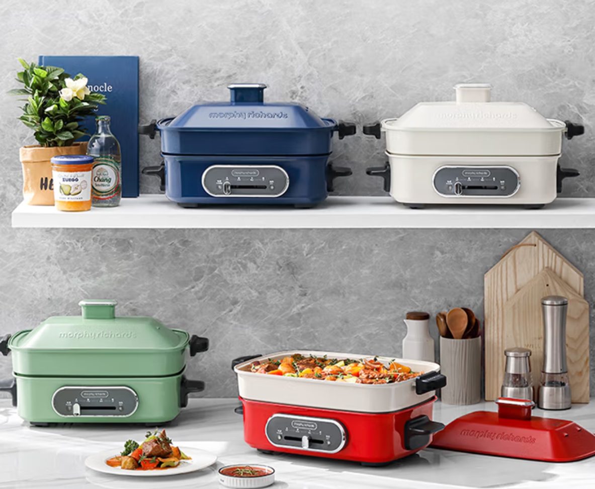 摩飞电器(Morphyrichards)多功能锅 家用多用途锅电火锅电煮锅电蒸锅电炒锅电热锅 2.5升不沾料理锅火锅锅高清大图