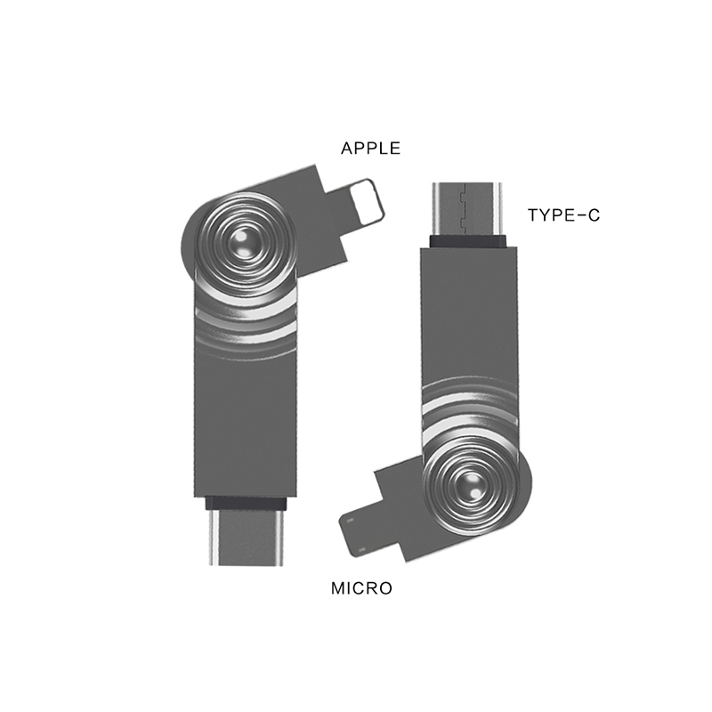 WK 浪尖三合一锌合金数据线 MICRO USB安卓/Apple/Type-C 三合一充电线 电源线 1米 锖色