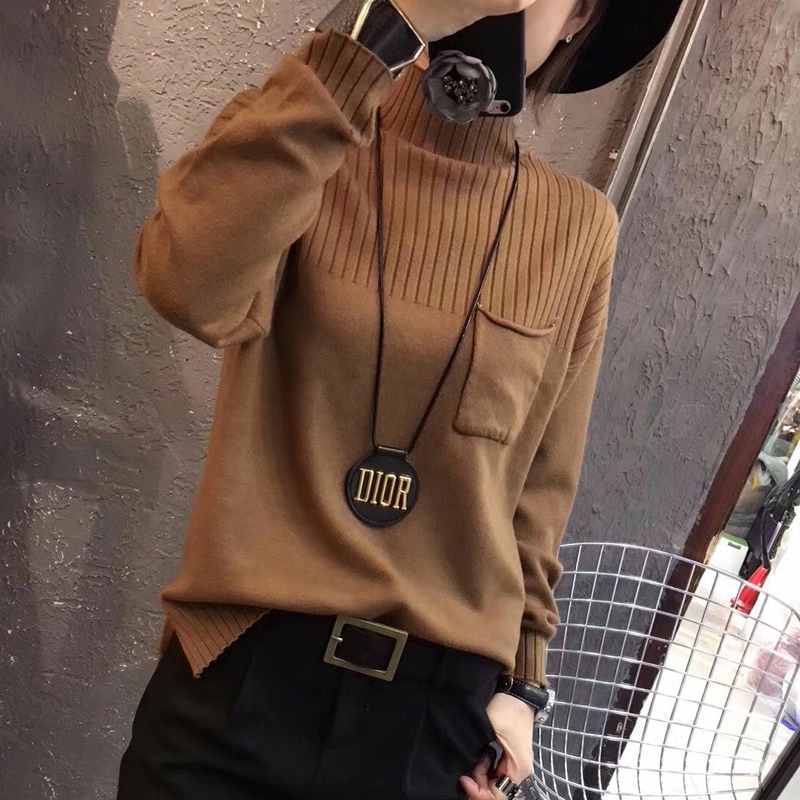 [醉染正版]欧洲站半高领毛衣女秋冬2023新款欧货宽松洋气针织打底上衣羊绒衫高清大图