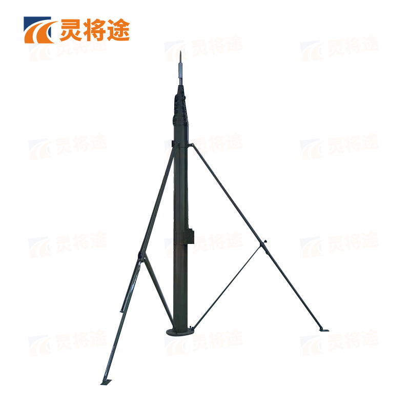 灵将途 可车载移动快装式 20米手动升降杆避雷针含三脚支架 LJT-A356-SD20A高清大图