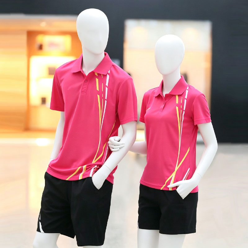 端固 男女翻领短袖短裤运动套装 LCC-34 套高清大图