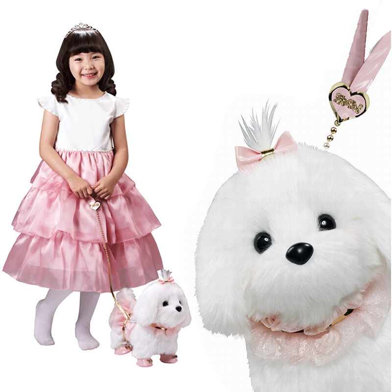 公主的马尔济斯宠物狗玩具儿童仿真电子宠物狗女孩过家家小伶玩具套装