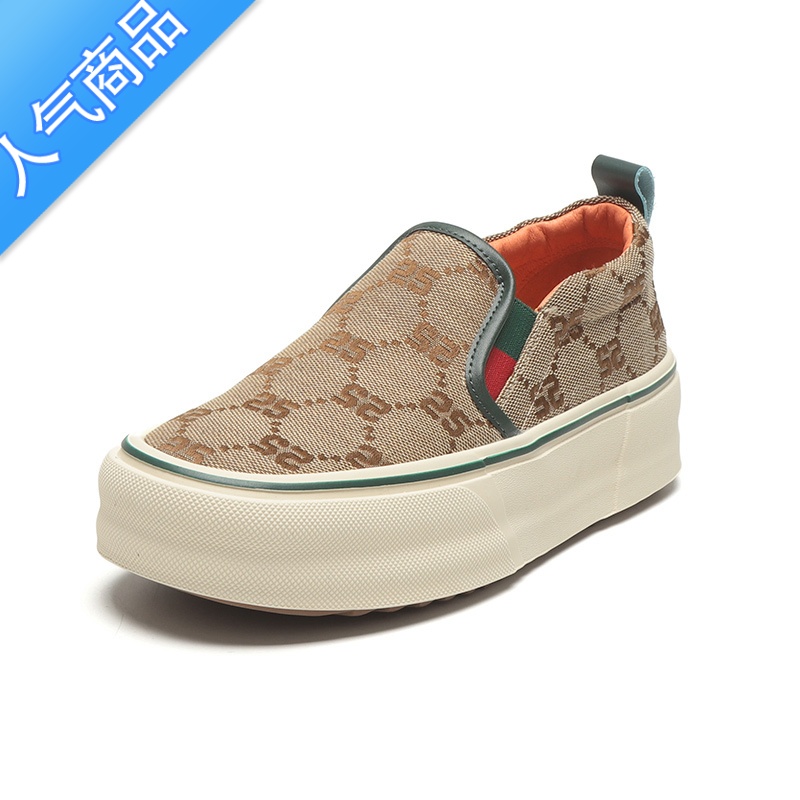 SUNTEK运动休闲乐福鞋女款帆布鞋厚底松糕板鞋懒人一脚蹬女鞋冬加绒棉鞋高清大图