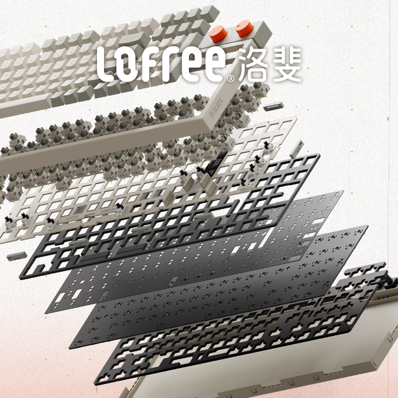洛斐LOFREE OE918小方98三模机械键盘 复古灰高清大图