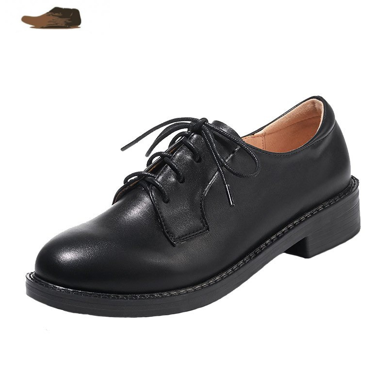 ideamini小皮鞋女上班黑色职业面试正装鞋子女西裤英伦系带平底软底