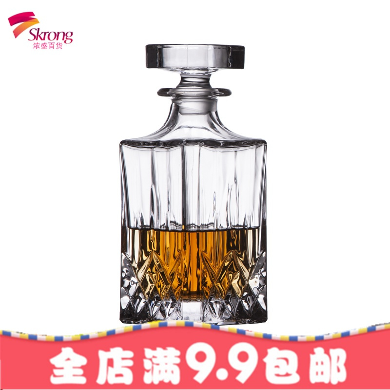 进口水晶威士忌醒酒器盛酒器带盖密封红酒存酒瓶酒壶家用玻璃酒樽