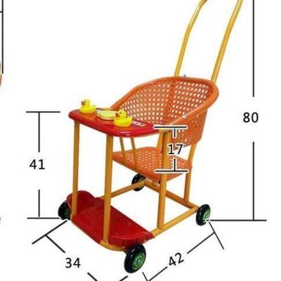 小号四轮推车送篮子(适18斤内)偏小 仿藤婴儿手推车夏季编藤儿童车宝宝夏季简易推车藤椅轻便bb车