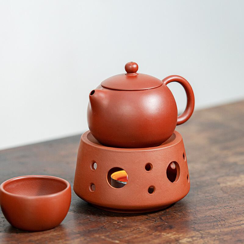 凯斯唯嘉 紫砂茶具套装家用纯手工西施壶蜡烛炉一体式温茶器紫砂茶杯