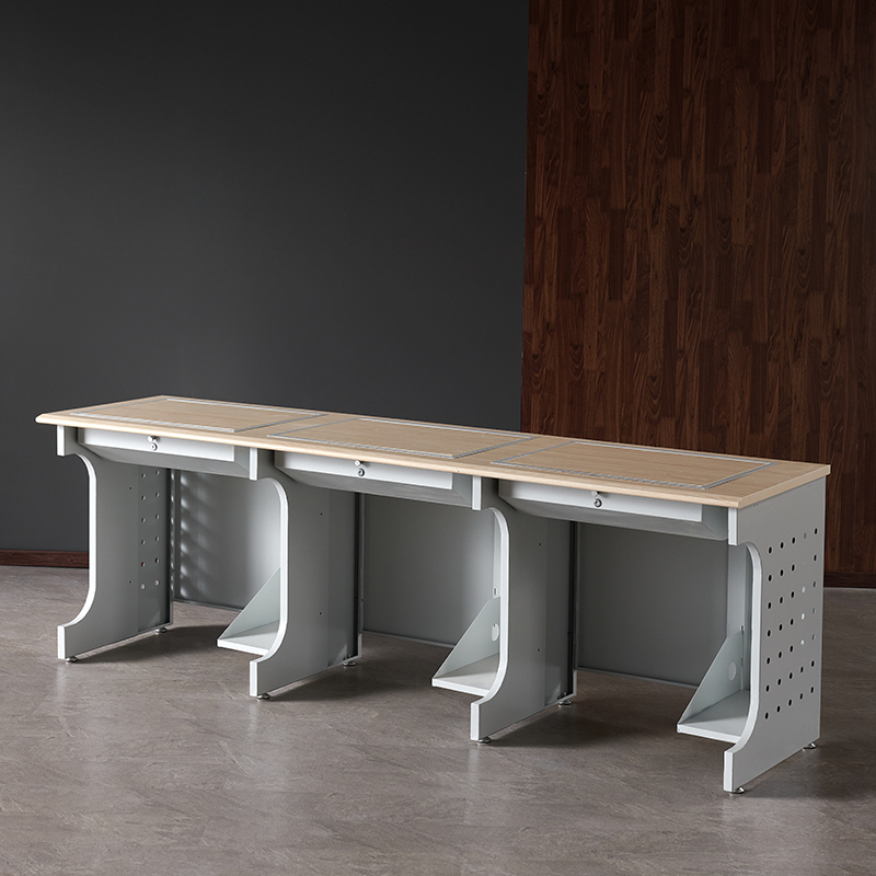 臻远ZY4012430隐藏式翻转电脑桌培训桌教室机房多媒体学习桌办公桌D款三人位高清大图