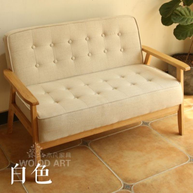 甜品奶茶店咖啡厅桌椅办公室洽谈布卡座双人沙发茶几组合休闲简约_634_801 米白色_拉扣双人_官方标配