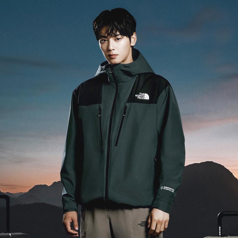 The North Face男士冲锋衣外套 GORE TRAIL 户外防风百搭休闲连帽运动夹克 JUNGLE_GREEN 095M